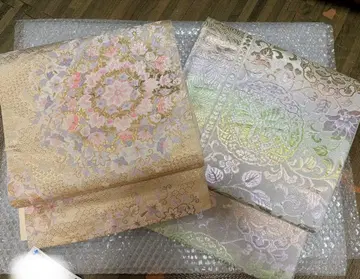 포멀 & 캐주얼 오비 2개 세트 육통 패턴 화이트 골드 컬러