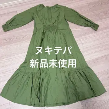 [ 새상품 ] 누키테파 카키 원피스 S 코튼 100%