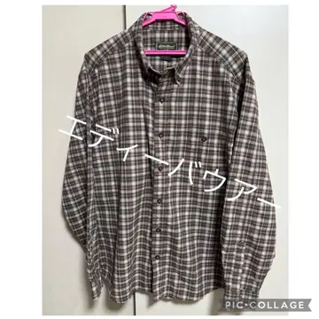 새상품급 에디 바우어 체크 무늬 긴팔 셔츠 L 여분 버튼 포함