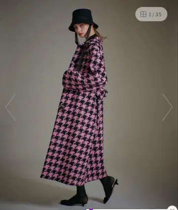 로빙 하운드투스 체크 롱 코트