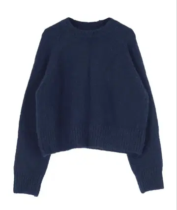 ur's 울 블렌드 크루넥 크롭 니트 네이비