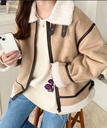 스웨이드 x 보아 페이크 무스탕 B-3 자켓 블루종 moment+