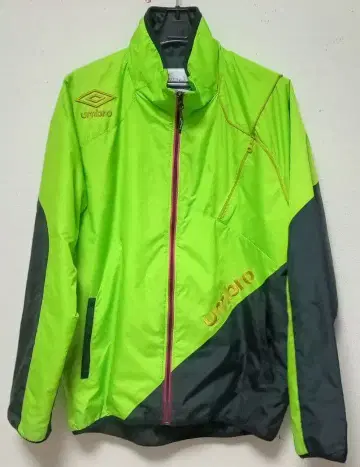 고품질 엄브로 패딩 자켓 M 형광 그린 x 블랙 x 골드 로고 자수