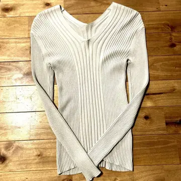 파스상파르 리브 라이트 그레이 V넥 긴팔 상의