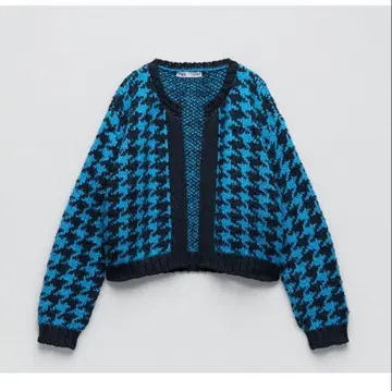 ZARA 블루 하운드투스 가디건