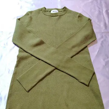 리브 편직 긴팔 상의 올리브 그린 여성용 새상품급