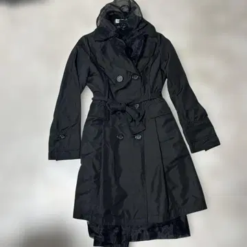 블랙 트렌치코트 더블 브레스트 40 11호 중 베스트 탈부착 가능