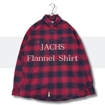 좋은 배색 JACHS 플란넬 셔츠 L 빨간색 x 블랙 체크 긴팔