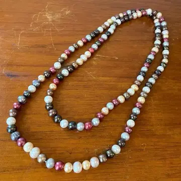 멀티 컬러 펄 롱 목걸이