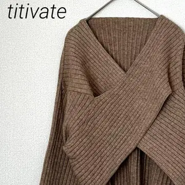 titivate 리브 니트 스웨터 전후 2way 크로스 디자인 풀오버