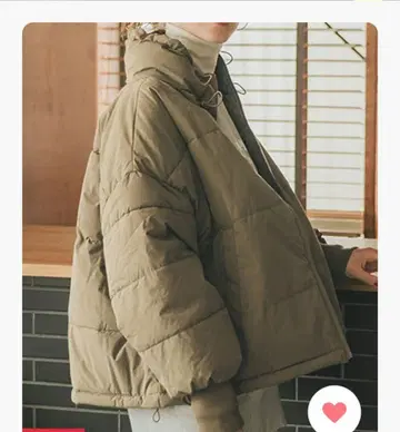 coca 충전솜 A라인 코트 카키