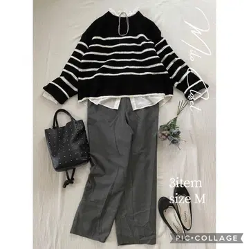 깔끔한 보더 세트 여성 의류 묶음 판매 코디 판매 셋업 M