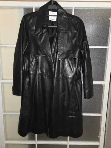 MANGO 천연 가죽 레더 트렌치코트 EUR L