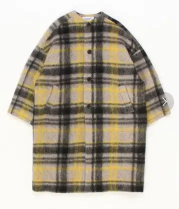 빔즈 보이 슬라이버 타탄 체크 노카라 코트 루즈핏 롱