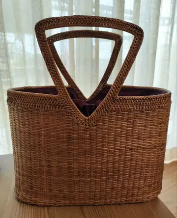 아타 백 보라색 안감 부착