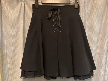 시크릿허니 블랙 플레어 스커트 레이스업