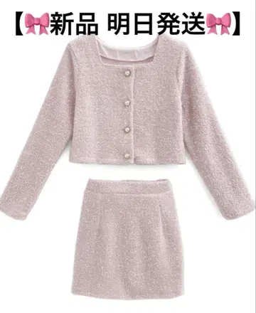 [내일 발송] 새상품 GRL 라메 샤기 자켓 x 미니 스커트 셋업