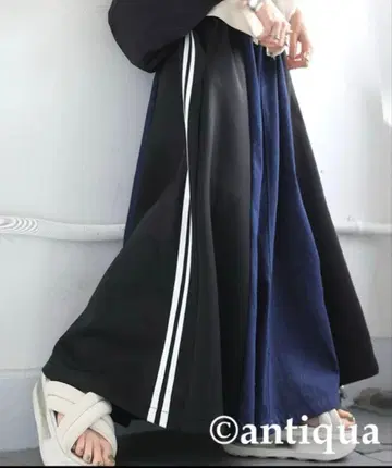 antiqua 데님 절개 플레어 스커트