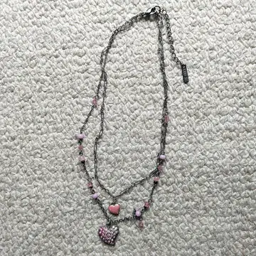 ANNASUI 하트 펜던트 목걸이 핑크 큐빅