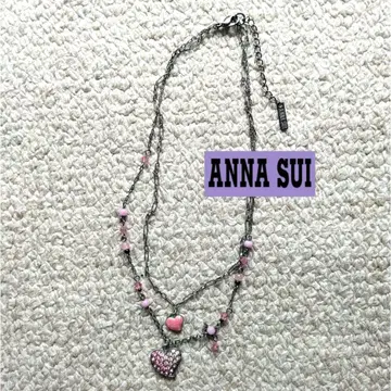 ANNASUI 하트 펜던트 목걸이 핑크 큐빅