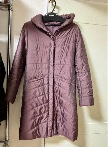 후드 부착 퀼팅 코트 롱 코트 M