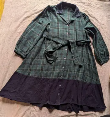 체크 무늬 셔츠 원피스 긴팔