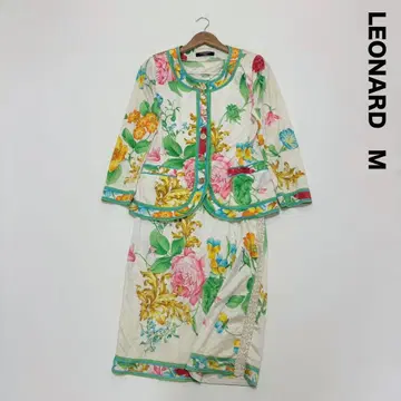 LEONARD 레오나르 노카라 자켓 셋업 M 크림색