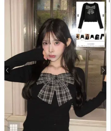 체크 무늬 리본 도킹 리브 니트탑[gn548] GRL