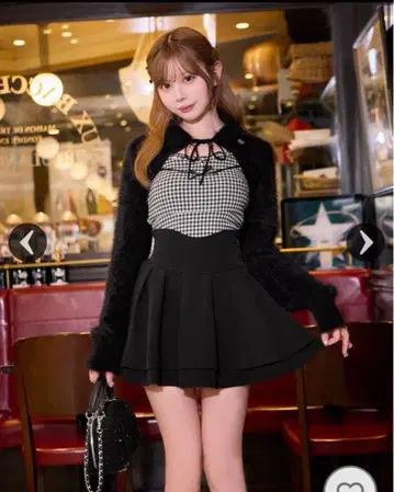 샤기 볼레로 set 깅엄 체크 상의