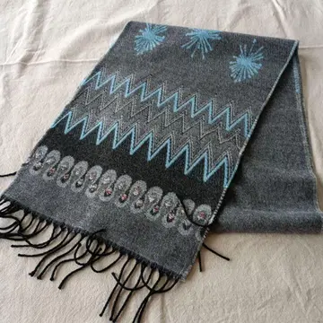 울 혼방 그레이 블랙 머플러