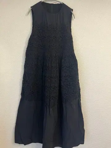 블랙 레이스 슬리브리스 롱 원피스