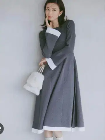 셀포드 벨 슬리브 홀 가먼트 원피스 GRY 38