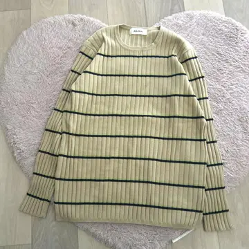 Mila Owen 멀티 보더 무늬 리브 니트 스웨터 심플 내추럴