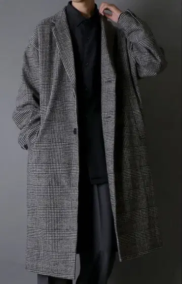 그레이 계열 체크 체스터 코트