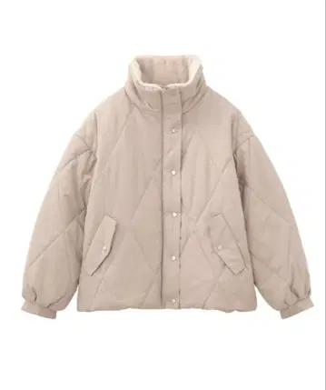 베이지 퀼팅 자켓 퍼 카라 부착