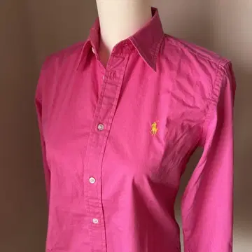 폴로 랄프로렌 핑크 긴팔 셔츠 옐로우 컬러 포니