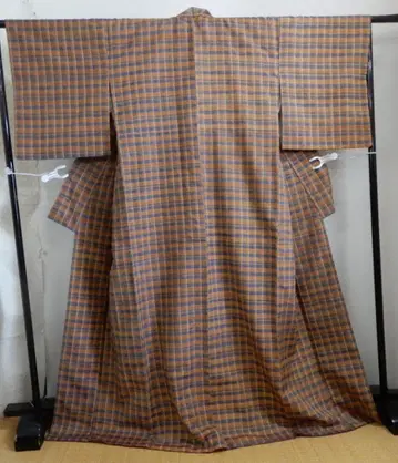 순수 실크 수직 직조 마가타츠무지 이중 기모노 격자 직조