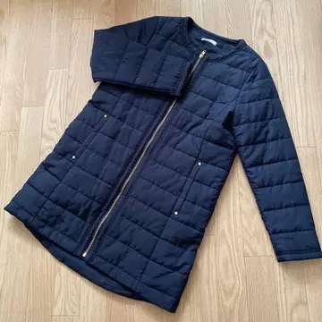 크로스플러스 네이비 퀼팅 자켓 골드 지퍼