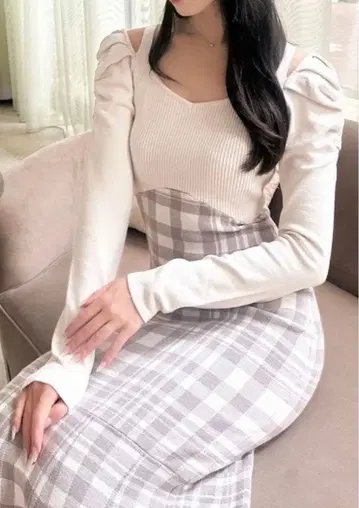 숄더 오픈 머메이드 니트 원피스