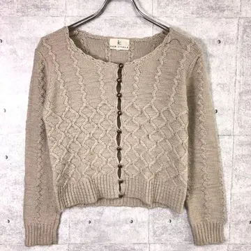 쿠미쿄쿠 걸리시 보헤미안 구제 의류 긴팔 자카드 울 니트 가디건