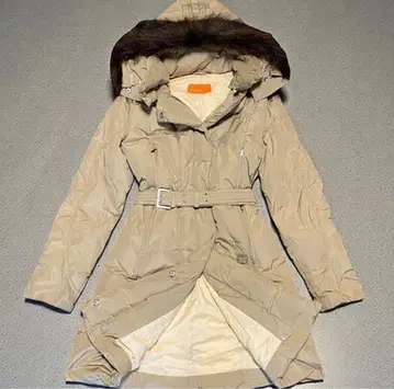 치바이 다운 코트 벨트 A라인 후드 퍼 탈부착 3way 이탈리아제