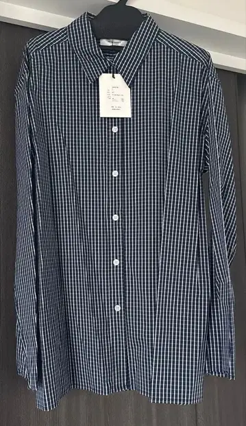 MACHATT 네이비 체크 무늬 긴팔 셔츠