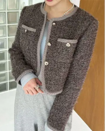 릴리 브라운 트위드 숏 자켓