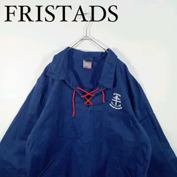 FRISTADS 네이비 블루 코튼 풀오버 XL