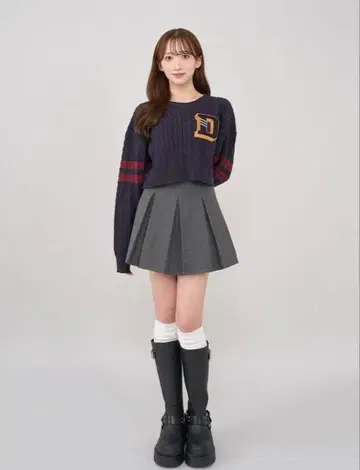 다리치 칼리지 와펜 숏 니트탑