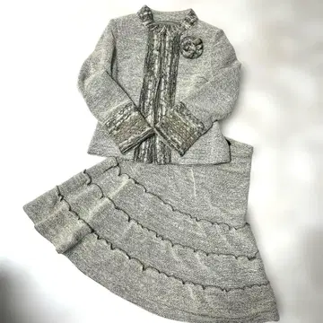 그레이 계열 트위드 셋업 포멀 깔끔한