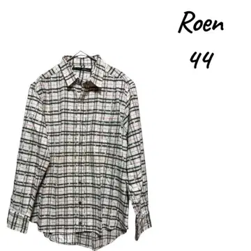Roen 체크 무늬 남성용 플란넬 셔츠 44 (M-L 상당)