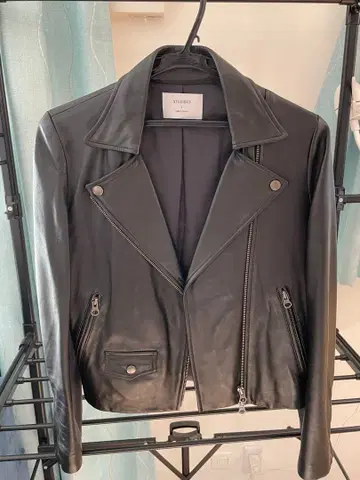 studious 가죽 더블 라이더 자켓