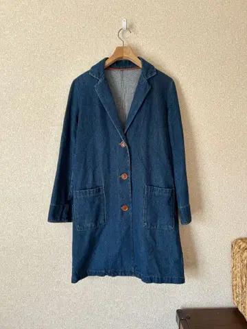 Lil nina 데님 롱 체스터 자켓