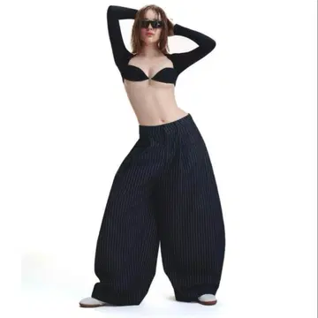 [ PUSH PUSH ] 스트라이프 와이드 배기 팬츠 [ XL 사이즈 ]